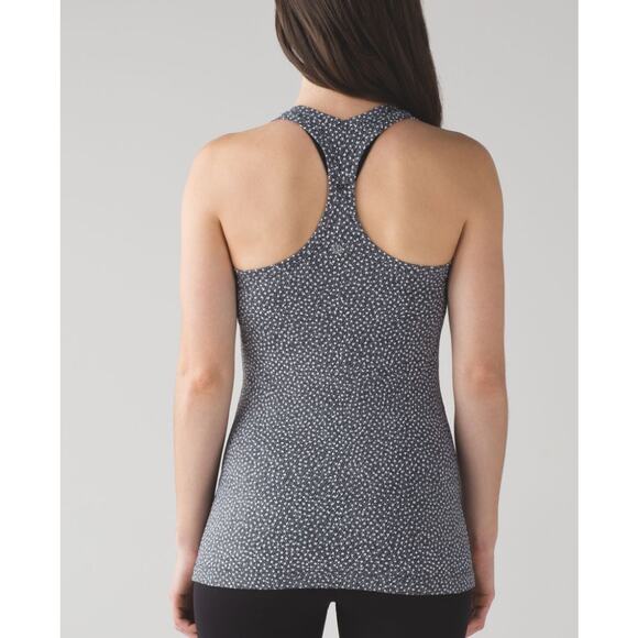 Lululemon Cool Racerback II Tank Top Frozen Fizz White Black Size 6 - Picture 1 of 10